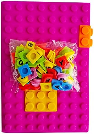 Lego Notebook/Journal (Purple) - WORDS&amp;THOUGHTS Diary, a Pack of 62 Decorative Silicone Lego Cubes with Alphabets &amp; Numbers, Building Block Notebook for Kids, Students, Diary &amp; Journal Writers