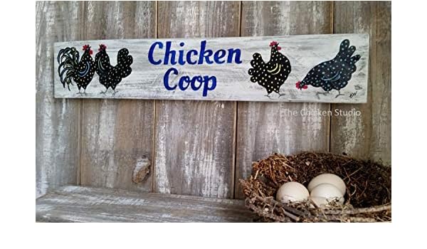 Amazoncom 89x48cm Chicken Coop Sign Whimsical Chicken Decor