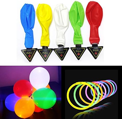 Glowing Balloons 20 Pack - LED Balloons Bundle with 20 Glowstick Bracelets