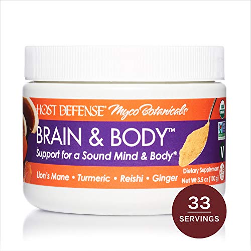 Host Defense, MycoBotanical Brain & Body Mushroom Powder, Support for Brain, Heart and Digestive Health, Certified Organic Supplement, 3.5 oz (33 Servings)
