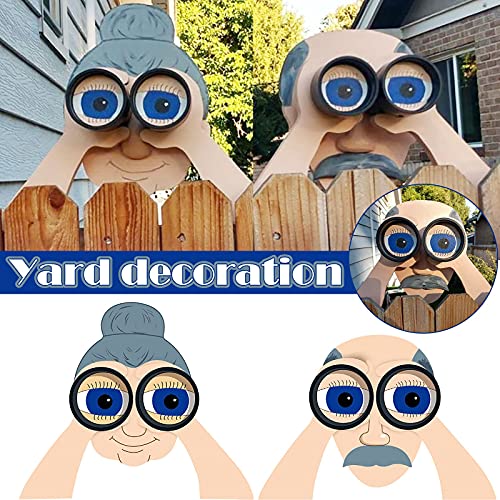 Fence Decoration Nosy Old Man and Lady, Garden Courtyard Art Courtyard Art Decoration (B)