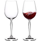 KAMMAK Wine Glasses Set of 2, 13.5 oz Hand Blown Crystal Bordeaux Wine Glasses, Thin Rim & Long Stem, Perfect for Red & White, Daily Use, Wedding Anniversary or Birthday Gift with Gift Box, Kaila