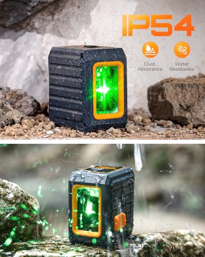 CIGMAN Green Laser Level with Auto Leveling and Manual Mode, 30M Pulse Mode, 4 Brightness Levels, High Accuracy ±0.3mm/1M, Includes AA Batteries and Stand