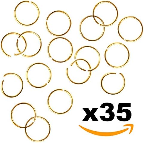 Bling Rings - 35 Hair Rings for Pierced Braid &amp; Dreadlock Decoration - Hair Loop Clips - Girl Jewelry Accessories - Jump Rings 15mm - Gold &amp; Silver Color