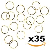 Bling Rings - 35 Gold Hair Rings for Pierced Braid & Dreadlock Decoration - Hair Loop Clips - Girl Jewelry Accessories - Jump Rings 15mm