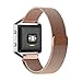 Fitbit Blaze Accessory Band Large (6.3-9.1 in),Oitom® Milanese loop stailess steel Bracelet Strap for Fitbit Blaze Smart Fitness Watch, Black, Silver, Large with unique Magnet lock (Rose Gold)