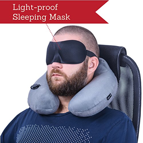 Inflatable Neck Pillow - Inflatable Travel Pillow Set for Airplane - Neck Travel Pillows for Women - Airplane Pillow for Men with Packsack - Soft Velvet Flight Pillow. - Thumbnail 7