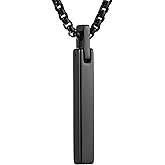HZMAN Silver Gold Black Plated Rectangular Stainless Steel Pendant Necklace for Men Simple Jewelry Gift