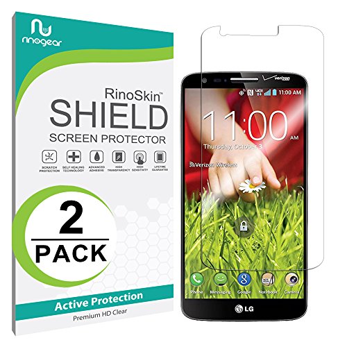 [2-PACK] LG G2 Screen Protector [Military-Grade] RinoGear Premium HD Invisible Clear Shield w/ Lifetime Replacements