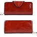 Yafeige Large Luxury Women's RFID Blocking Tri-fold Leather Wallet Zipper Ladies Clutch Purse(1-Waxed Vegetable Tanned Brown)