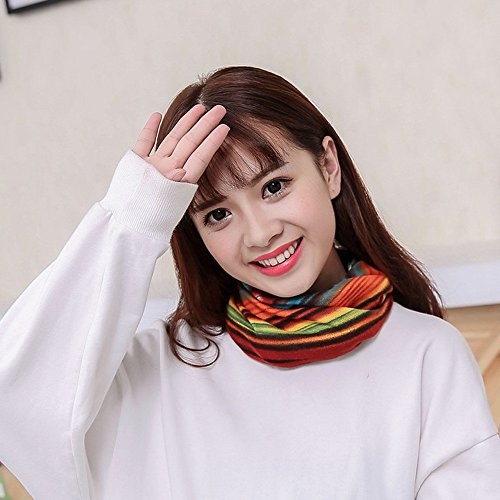 MIS1950s 2-in-1 Multi-Functional Stripe Beanie Hat, Ruffle Scarf, Turban,Head Wrap Cap,Lightweight Fashion Scarves for Women (Orange)