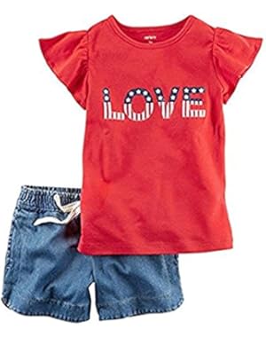 Red, White & Blue, Glitter Love Tee & Denim Short Set
