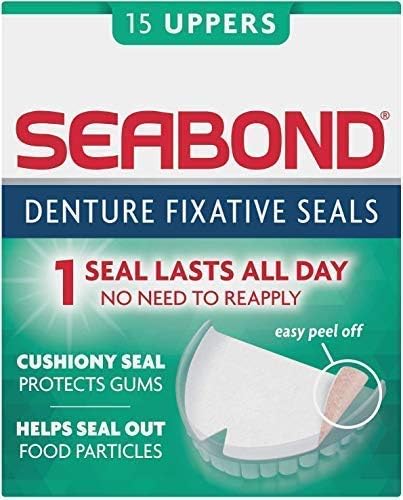 Seabond Denture Fixative Seals, Original, Green, 15 Uppers, Pack of 6, Transparent/Green, 6 Count (Pack of 1)