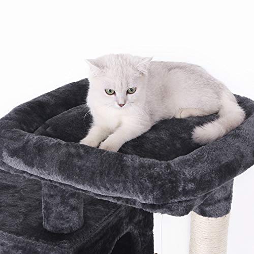 BEWISHOME Cat Tree Condo with Sisal Scratching Posts, Scratching Board