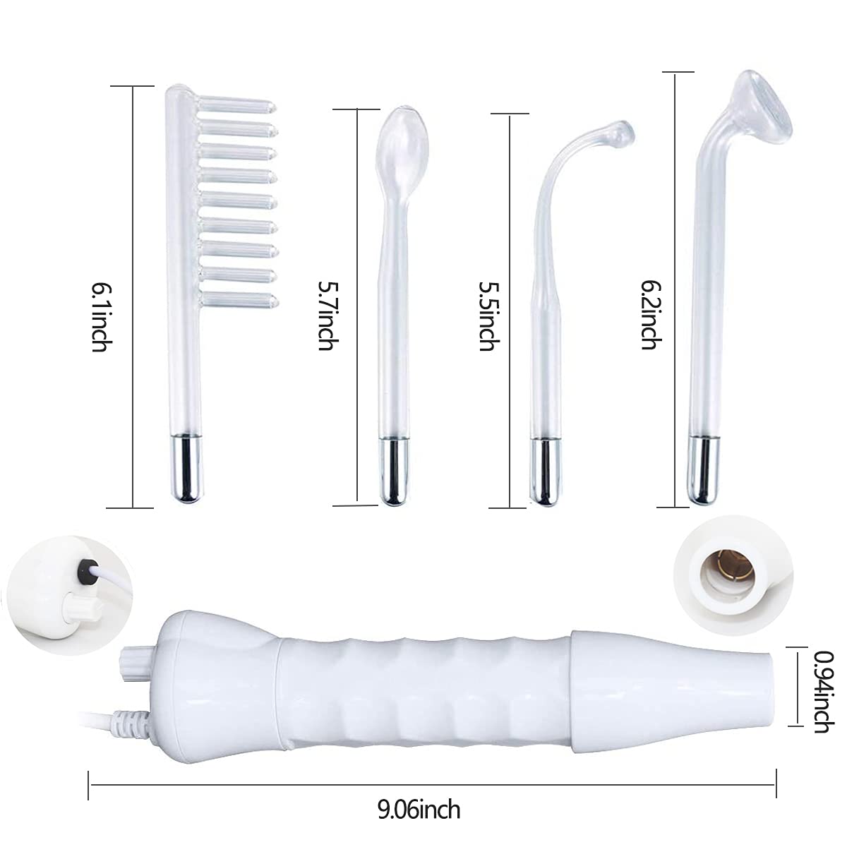 Numbowan High Frequency Facial Machine, Handle Skin Therapy Wand for Skin Tightening,Wrinkle Reducing, Anti-Aging, Dark Circles, Hair and Scalp Stimulator 4 in 1: Beauty