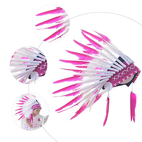 Luerme Feather Headdress Native American Indian Inspired Party Favor Photo Props Cosplay Costume Carnival Decoration Dress Up Pretend Play