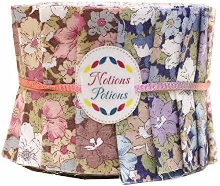 Notions Potions Quilt Jelly Roll 2.5x44" 6.4x112 cm. 20 Strips Retro Vintage Flower in Garden