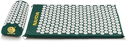 Nayoya Back and Neck Pain Relief - Acupressure Mat and Pillow Set - Relieves Stress, Back, Neck, and Sciatic Pain - Comes with a Vinyl Carry Bag for Storage and Travel - As Seen in USA Today