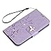 S5 Case, Samsung Galaxy S5 Case - Mavis's Diary 3D Handmade Wallet Bling Crystal Diamonds Butterfly Fashion Embossed Floral Premium PU Leather with Wrist Strap Card Slots Magnetic Clasp Cover - Violet