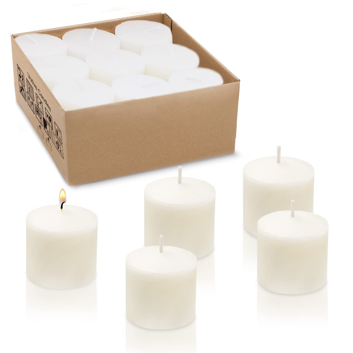 Photo 1 of Mi Ka YIa 8 Hour Ivory Votive Candles for Weddings Party Spa & Emergency, Set of 9 Unscented Bulk Candles for Restaurants & Home Decoration, 1.25 Inch, 9 Pack