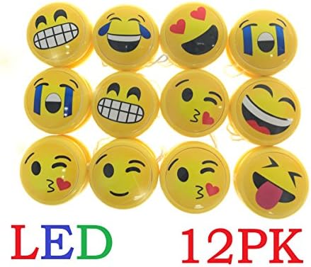 Q's Emoji LED Light Up ABS Yoyo for Beginners Kids 12 Pack