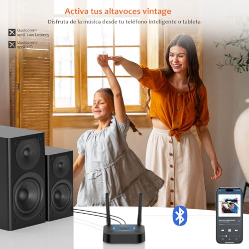 1Mii Bluetooth 5.3 HiFi Receiver, Bluetooth Audio Adapter Volume Control, Optical AUX Output 3.5mm, Coaxial, 3D Surround with aptX LL Low Latency for Speakers, Home Stereo, Long Range