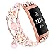 V-MORO Pink Band Compatible with Fitbit Charge 3/3 SE Bands Rose Gold Women Fashion Handmade Jewelry Bracelet Elastic Stretchy Faux Pearl Bead Wristband Replacement for Fitbit Charge 3/3 SE Smartwatch