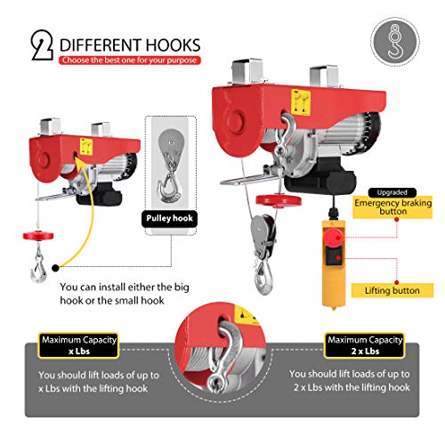 VIVOHOME Electric Hoist, 110V 1320 Lbs Winch with Remote Control, Zinc-Plated Steel Wire Hoist for Garage, Warehouses, Factories 38ft Lifting Height with Emergency Stop Switch ETL Listed - Image 6