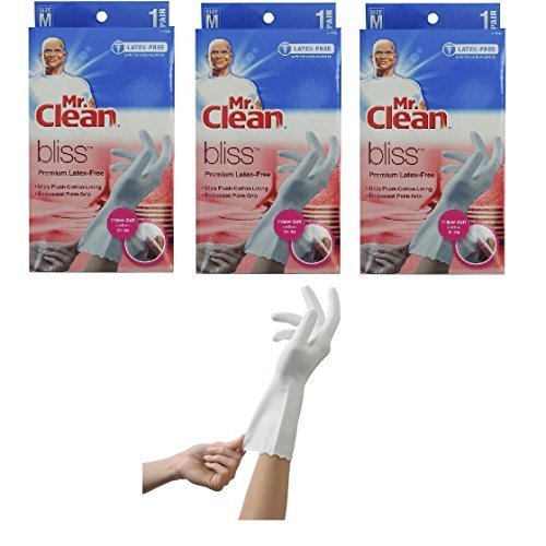 Mr. Clean 243033 Bliss Premium 1-pair Latex-free Gloves, Medium, 3 Pairs