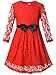Bonny Billy Girls Long Sleeve Midi Lace Christmas Dress with Bow Sash 5-6 Years Red