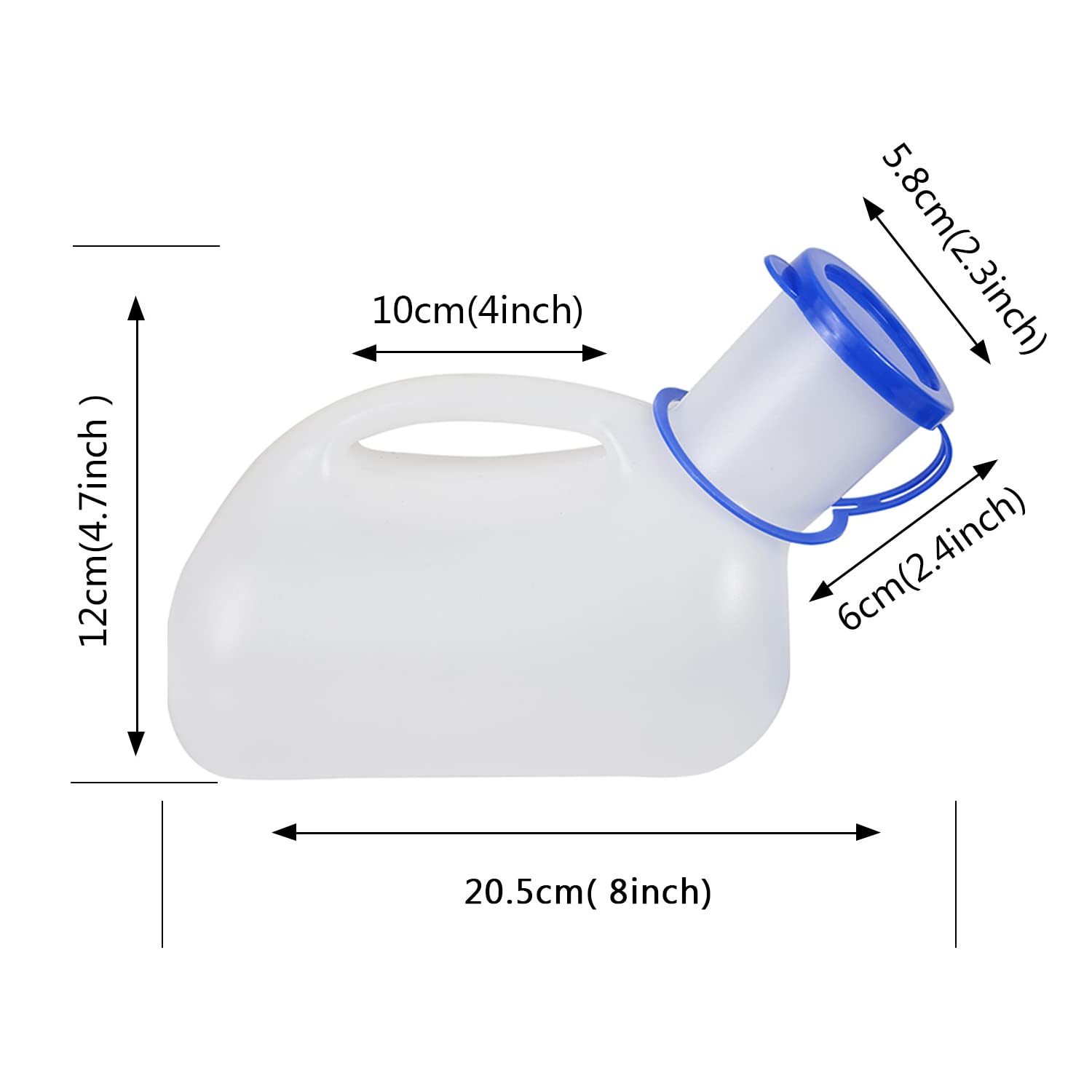 AWOKEN Unisex Urinal, Portable Toilet Urinal for Men and Women, Pee Bottle with a Sealed Lid and Funnel for Elderly Kids and Patients for Camping Outdoor Travel (Blue-1 Set of Urinal)
