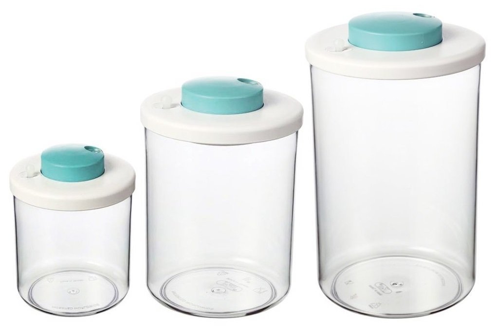Set of 3 Press N' Vac Vacuum Sealed Acrylic Food Saver Storage