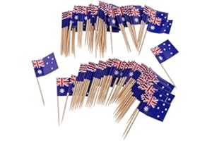 Cocktail Sticks, 100pcs Paper Australia Flag Picks Mini Fruit Cocktail Food Toothpick Sticks Flag Professional and Fashion