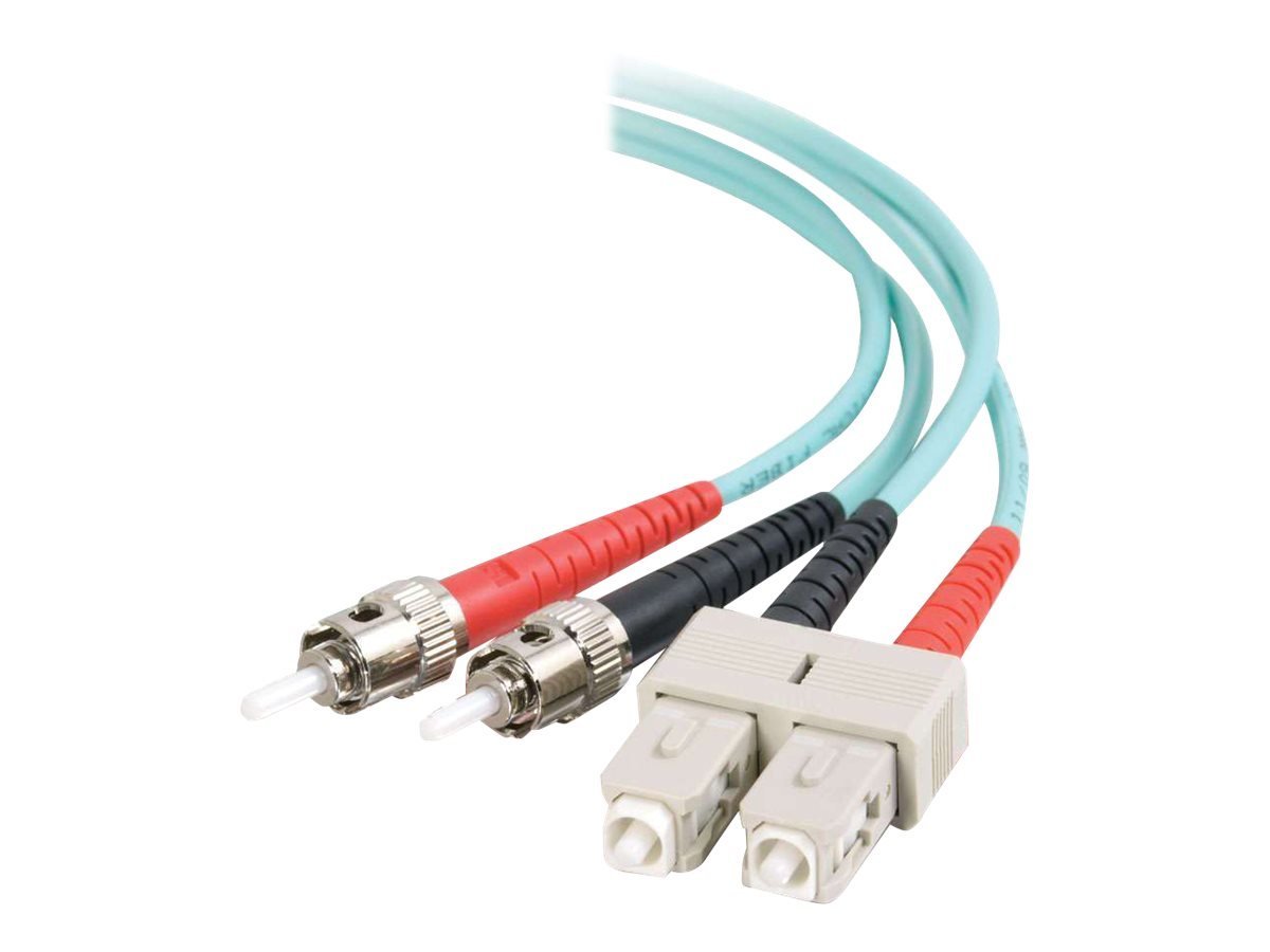 C2G 10m SC-ST 10Gb 50/125 OM3 Duplex Multimode PVC Fibre Optic Cable (LSZH) - Aqua