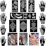XMASIR 16 Sheets Hand Tattoo Stencil Kit Reusable Temporary Indian Arabian Body view 1