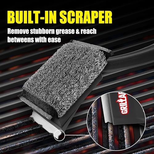 GRILLART Grill Brush Bristle Free, SteamWizards [Safe & Efficient] Grill Cleaner Brush for All Grill Grates, Replaceable Pad BBQ Grill Brush for Outdoor Grill, Grill Accessories, Gifts for Men/Dad