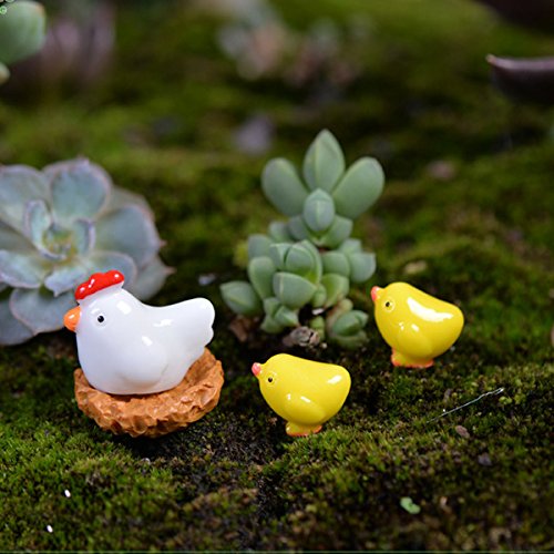 EMiEN 16 Pieces Hens Chickens Family Miniature Ornament Kits Set for DIY Fairy Garden Dollhouse Decoration,Hens,Henhouse,Chickens,Eggs Miniature Ornament for Fairy Garden Plant Dcor