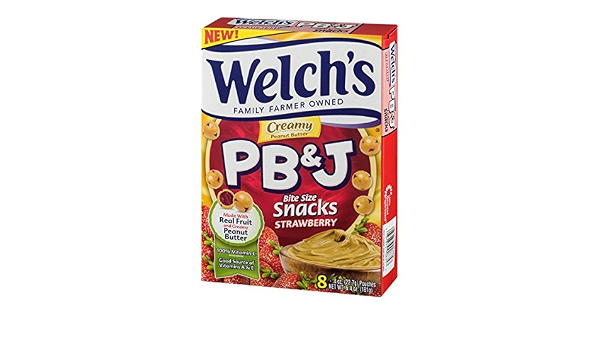 Welch's pb&j bite size snacks strawberry - 8 ct (034856908357)