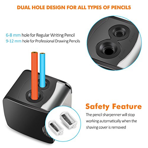 Electric Pencil Sharpener, Battery Operated or USB Heavy Duty Colored Pencil Sharpener for Kids, Artist, Student and Professionals - Thumbnail 2