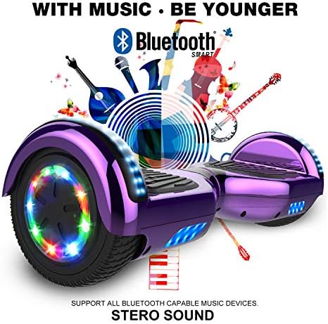 GeekMe Gyropode 6.5 Pouce Hoverboard électrique Auto-équilibré Bluetooth Intégré Moteur 700W pour Enfants et Adultes