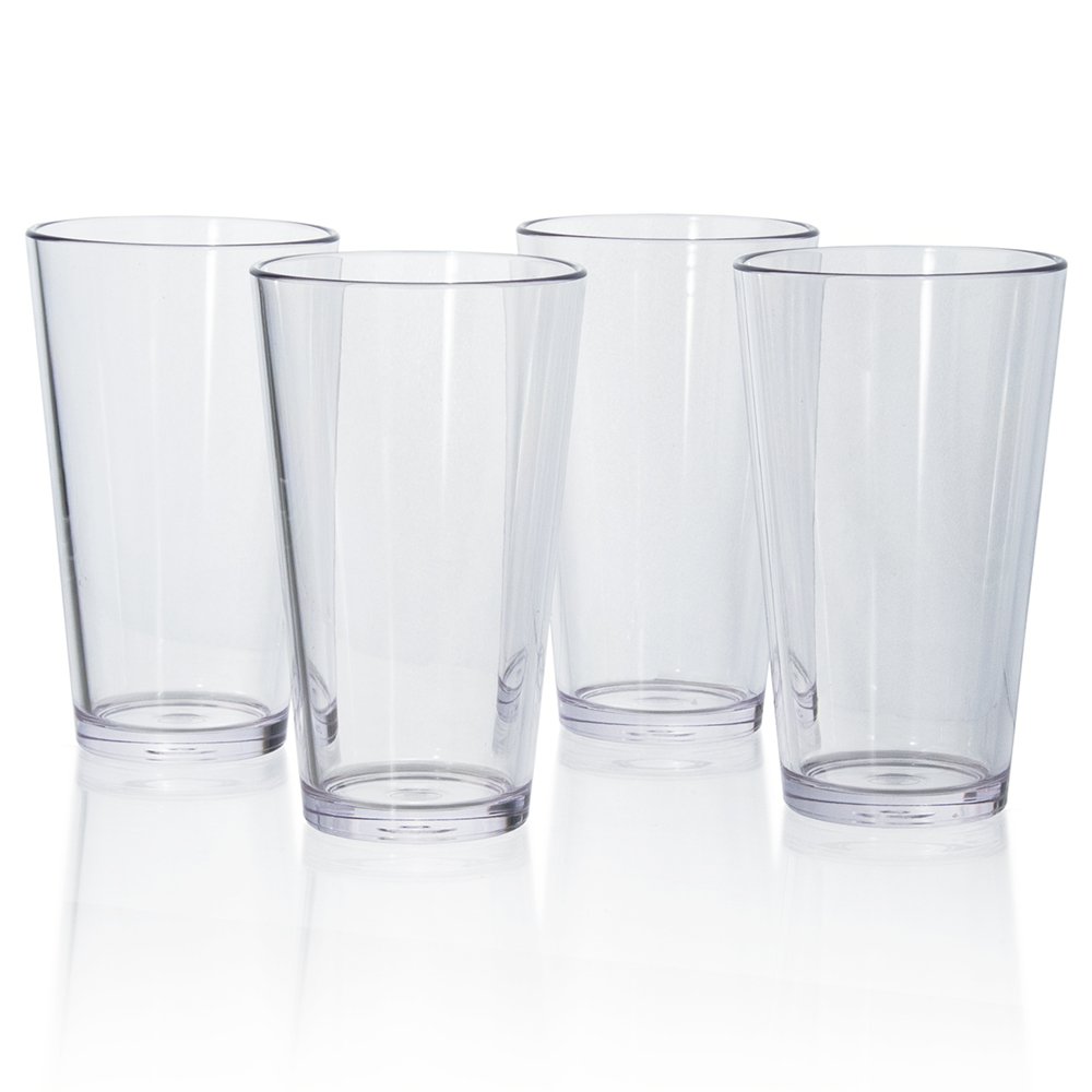 set of 4 Clear Plastic 16ounce Beer Pint Glasses Beer Glasses Kitchen