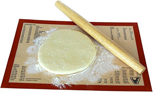 Silicone Baking Mat - Full Sheet Size (Thick & Large 24 1/2" x 16 1/2") - Non Stick Silicon Liner for Large Bake Pans & Trays - Rolling, Macaron/Pastry/Cookie/Bun/Bread Making - Professional Grade