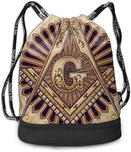 ZKHTO Retro Free-Mason Large Drawstring Sport Backpack Sack Bag Sackpack
