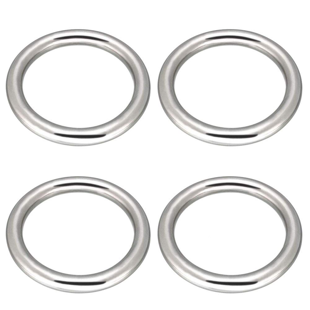 Abimars 304 Stainless Steel O Rings,Metal Rings Heavy Duty for Macrame, Camping Belt, Dog Leashes, Light Saber Accessories, Luggage Belt, Handbag - 4 Pack