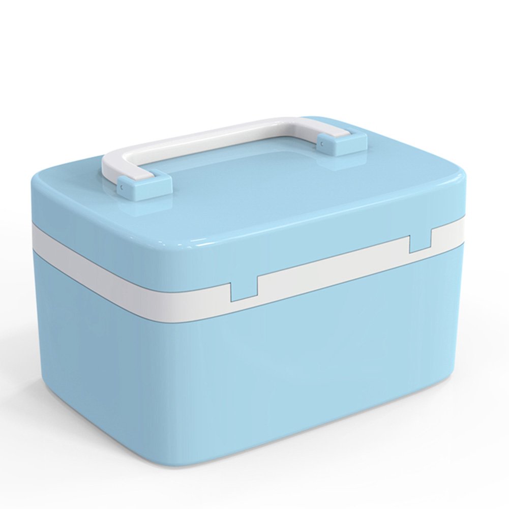 First Aid Case Medicine Storage Drug Pill Container Box Plastic Bin Hand Carry ABS 10L,Cyan