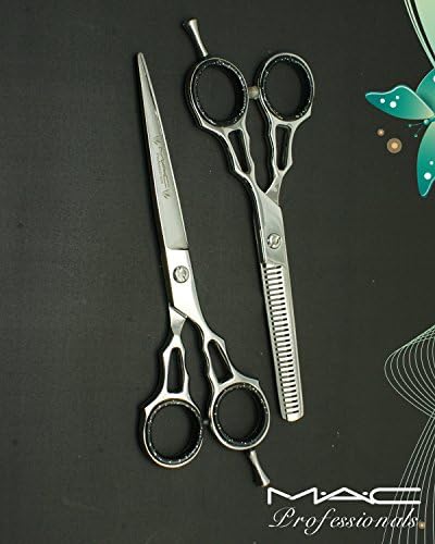 Mac Professional Barber Scissor Razor Edge Hair Cutting Scissors 6.5" and Texturizing /Thinning Shears 6.5" Scissors Set with Free Black Leather Case-230