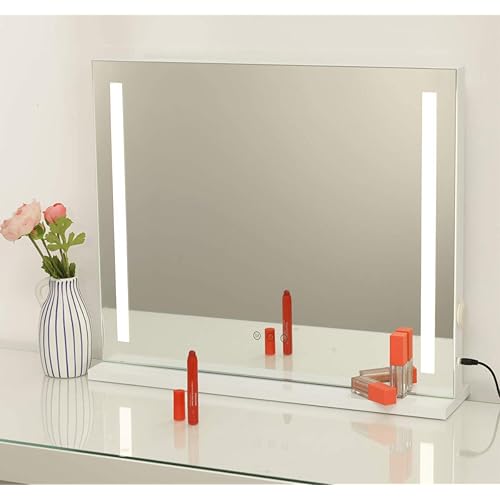 AMST Vanity Mirror for Dressing - Wall Mounted Hollywood Makeup Mirror with LED Backlit, Dimmable 3 Color Lighting Cosmetic Beauty Mirror with USB Port, Touch Screen, White (L22.8 X H17 inch)