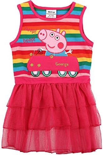 Child Girls' Kid Pure Cotton Sleeveless Cute Cartoon Stripe Skirt Dress