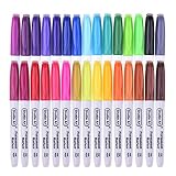 30 Colors Permanent Markers, Fine Point, Assorted Colors, Works on Plastic,Wood,Stone,Metal and Glass for Kids Adult Coloring Doodling Marking by Shuttle Art