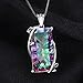 16ct Natural Fire Rainbow Mystic Topaz Necklace Charm 925 Sterling Silver Bale Vintage Fashion Women Jewelry Stainless Rope Chain